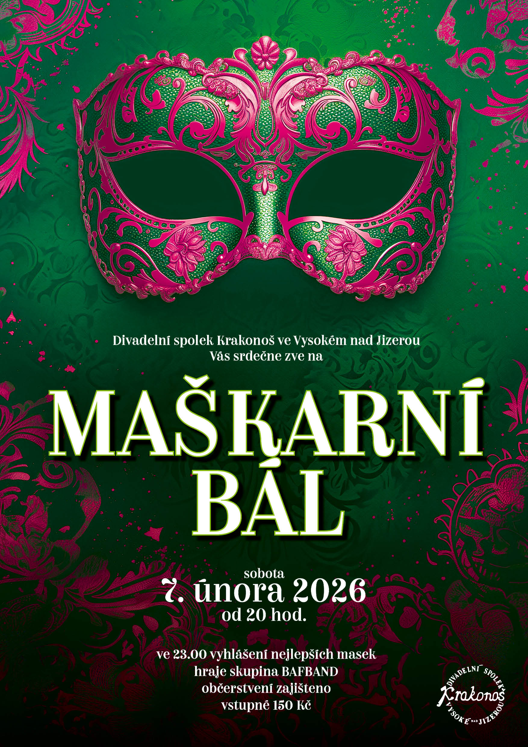 plakát Maškarní bál, Divadlo Krakonoš, BAFBAND